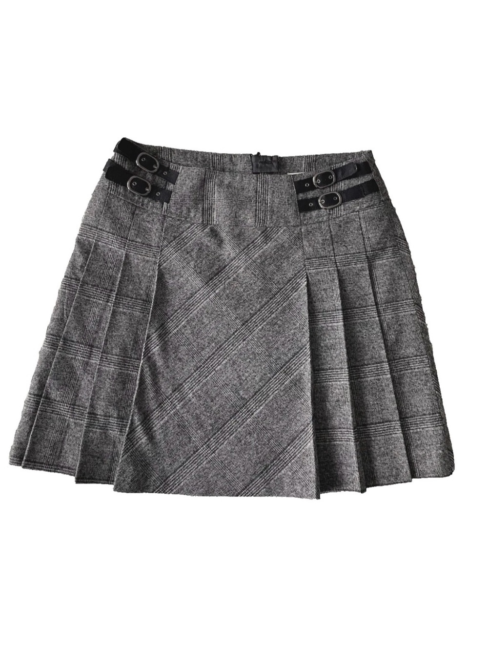 Vtg Dalia Collection Plaid Pleated Mini Skirt Belt Detail Size 8 Goth Grunge 90s